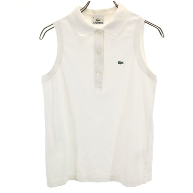 LACOSTE ラコステ 日本製 ノースリーブ ポロシャツ 38 ホワイト 鹿の子