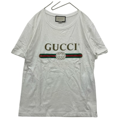 △△GUCCI グッチ Tシャツ ダメージ加工 シェリーライン S レッド×ホワイト