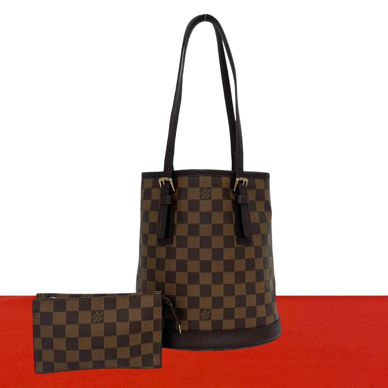 LOUIS VUITTON ルイヴィトン マレ ダミエ レザー PVC トートバッグ ブラウン
17482