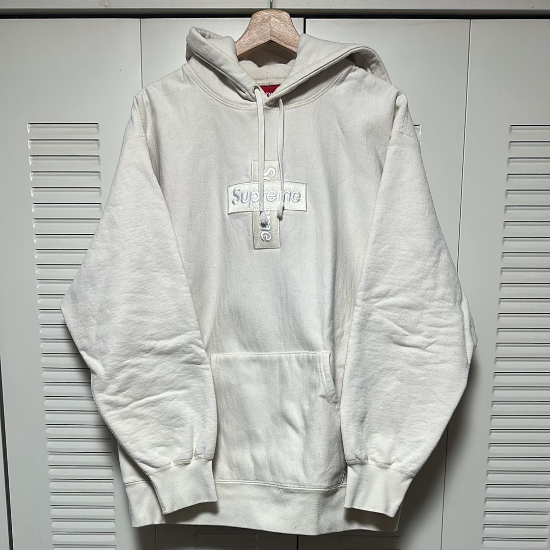 Supreme Cross Box Logo Hooded Sweatshirt "Natural"