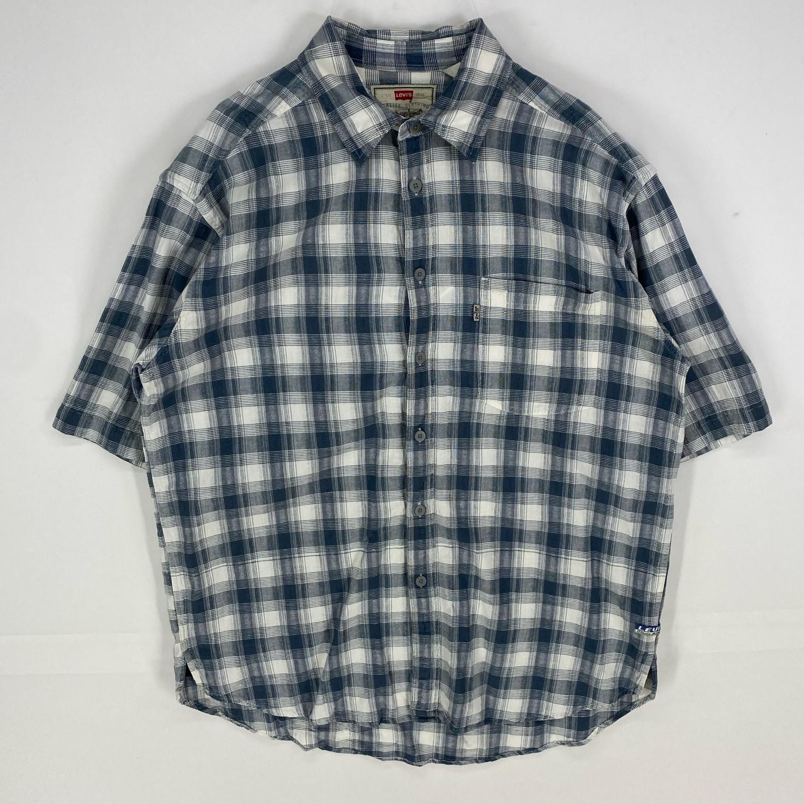 古着 リーバイス Levi's 半袖シャツ ポケット ショートスリーブ ワンポイントロゴ L  グレー系 チェック メンズ