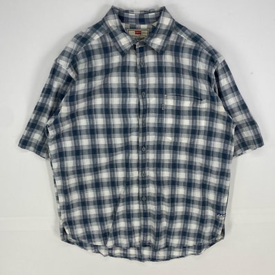 古着 リーバイス Levi's 半袖シャツ ポケット ショートスリーブ ワンポイントロゴ L グレー系 チェック メンズ