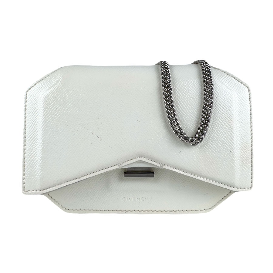 ジバンシィ GIVENCHY ショルダーバッグ パテントレザー/メタル オフホワイト/シルバー レディース【中古】 z7941