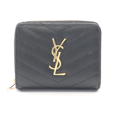 サンローランパリ SAINT LAURENT PARIS モノグラム 二つ折り財布 財布 レザー レディース ブラック系 668288BOW011000 【新品】