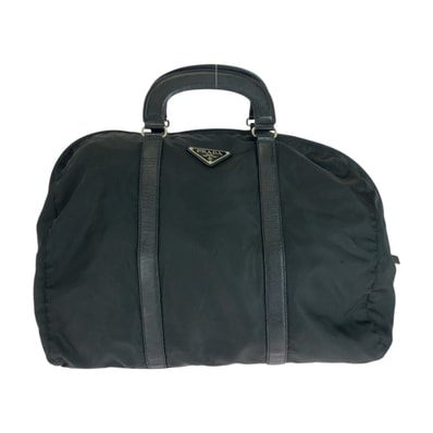 美品 PRADA プラダ テスート 三角ロゴプレート ブラック 黒 シルバー金具 ナイロン ボストンバッグ ハンドバッグ 505066 【中古】