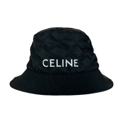 美品 CELINE セリーヌ キルティング ブラック 黒 ナイロン ハット バケットハット 男女兼用 505464 【中古】