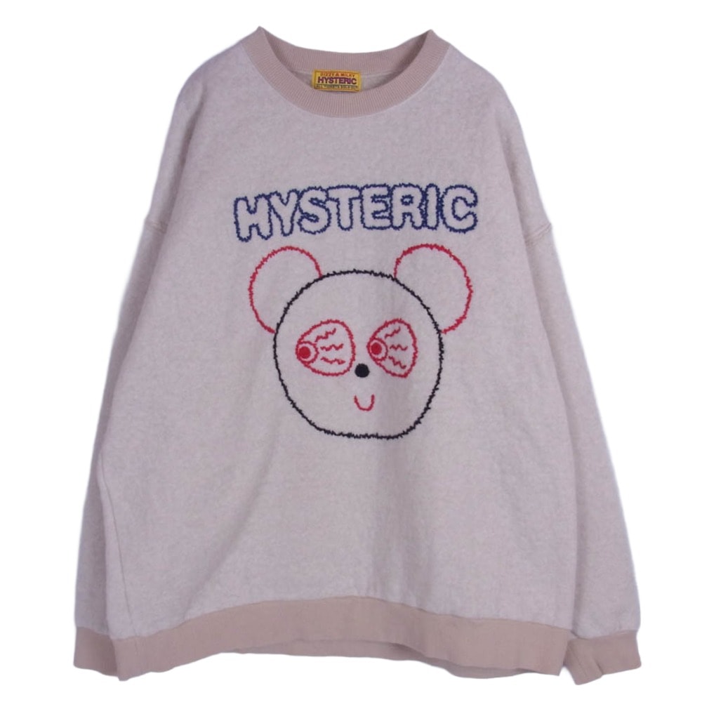 HYSTERIC GLAMOUR ヒステリックグラマー ニット 24AW 01243CS05 RED EYE FLASH 刺繍 オーバーサイズ クルーネック スウェット ニット ベージュ系 FREE【中古】