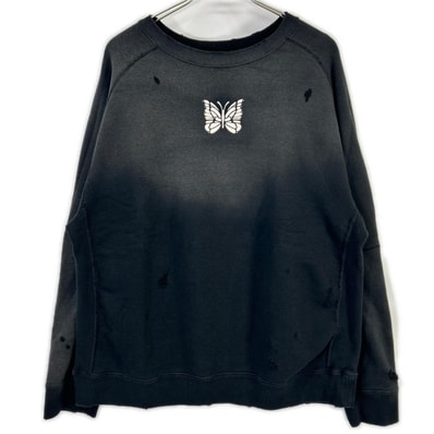 ニードルズ 25AW RW336 ブラック DECONSTRUCTED SWEAT SHIRT スウェットトレーナー L