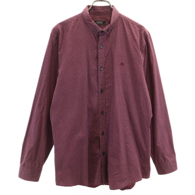 BURBERRY BLACK LABEL バーバリーブラックレーベル 総柄 長袖 ボタンダウンシャツ 3 ボルドー 三陽商会