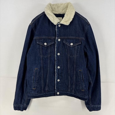 古着 ギャップ GAP デニム ジャケット 裏地ボア スナップボタン ボアライナー M ブルー メンズ