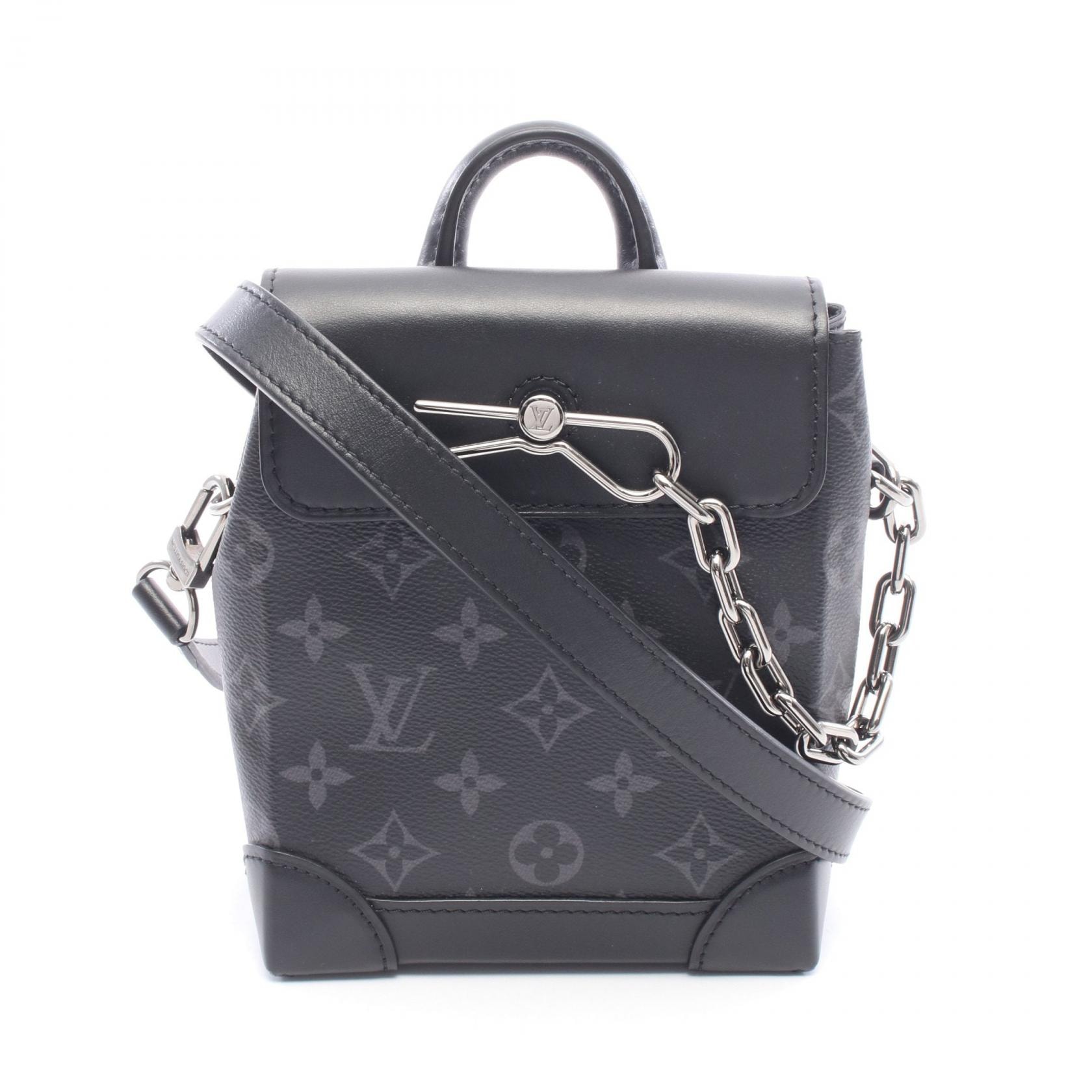 ルイ・ヴィトン LOUIS VUITTON ナノ スチーマー 2WAY ショルダーバッグ バッグ PVCコーティングキャンバス レザー モノグラム・エクリプス メンズ ブラック系 M82774 【中古】