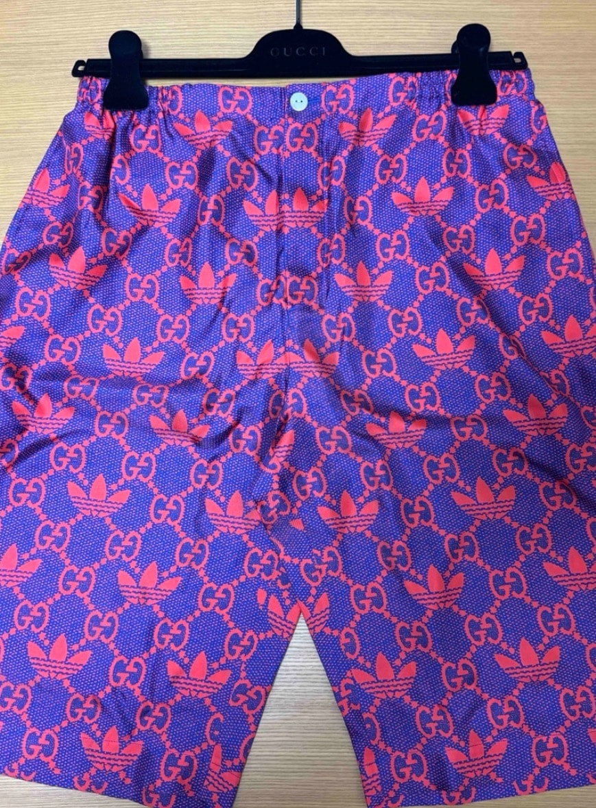 アディダス x グッチ マクロGG ショートパンツ "パープル/レッド" 691440 ZAIXY 6220