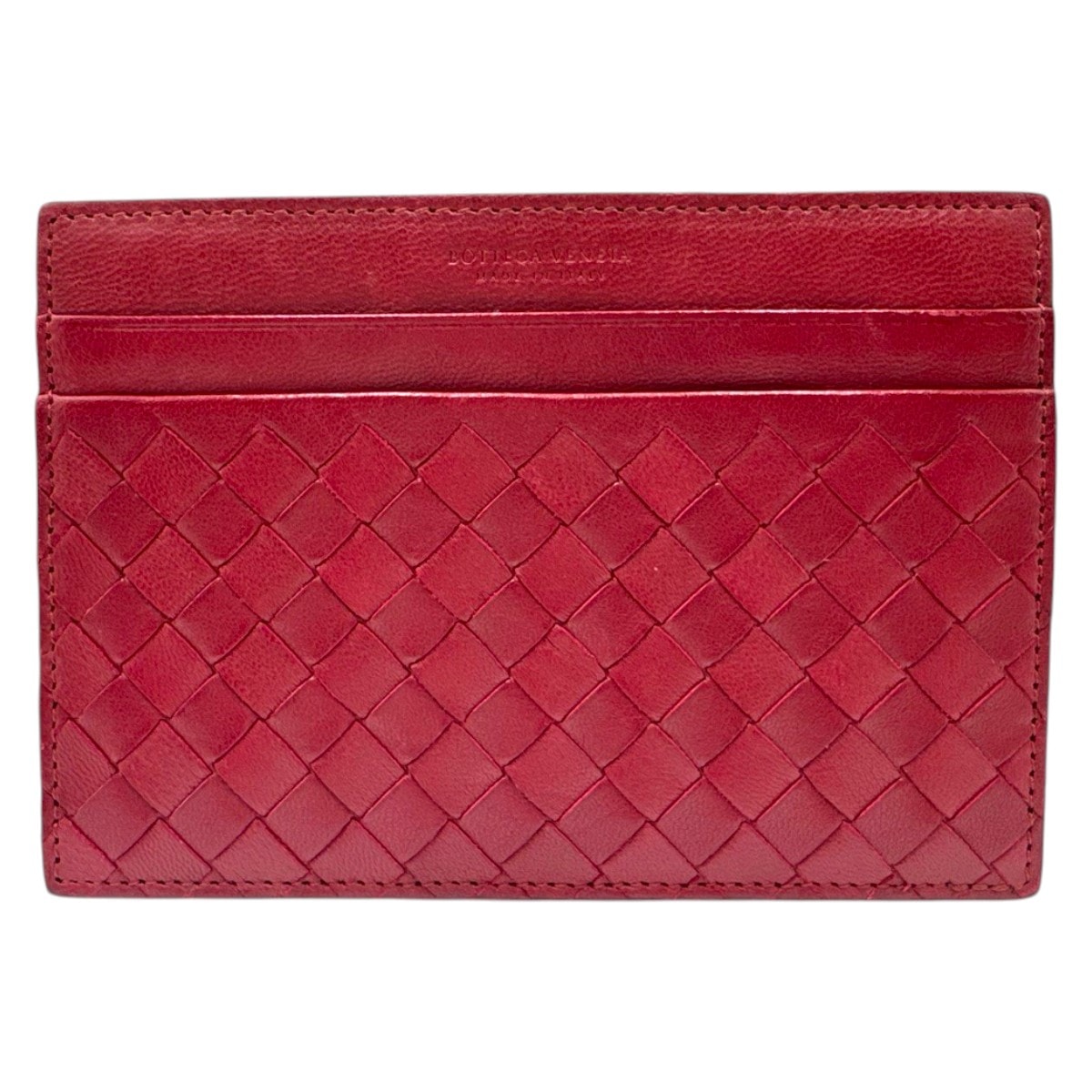 BOTTEGAVENETA ボッテガヴェネタ イントレチャート レッド レザー コインケース カードケース フラグメントケース 604823 【中古】