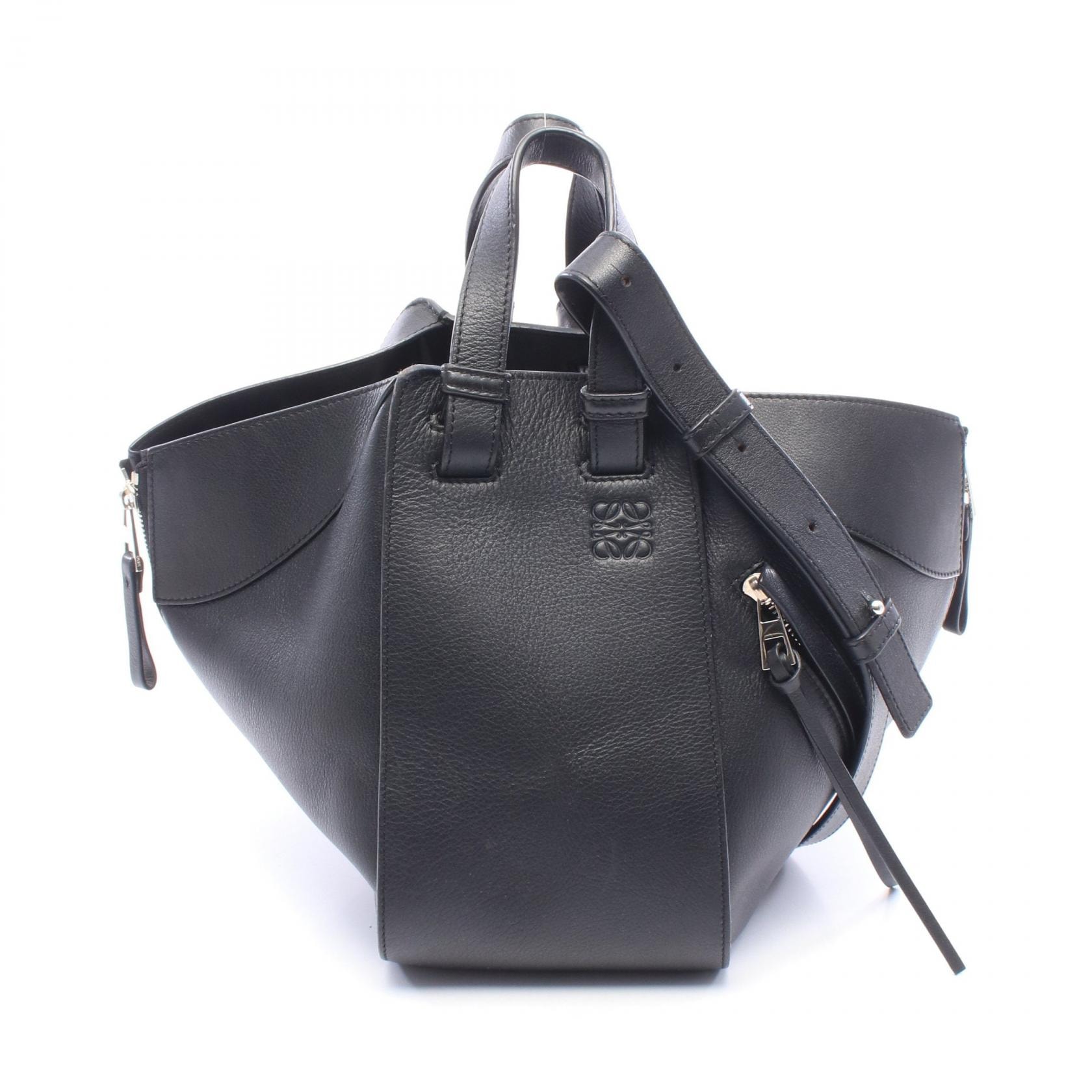 ロエベ LOEWE ハンモックバッグ スモール ハンドバッグ バッグ レザー レディース ブラック系 【中古】