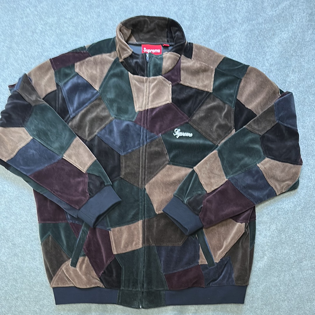 Supreme Patchwork Velour Track Jacket "Dark Navy"