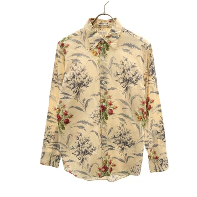 Paul Smith ポールスミス 日本製 花柄 長袖 コットンシャツ S ベージュ