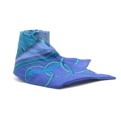 エルメス HERMES スカーフ ツイリー シルク ブルー系 レディース【中古】 56543a