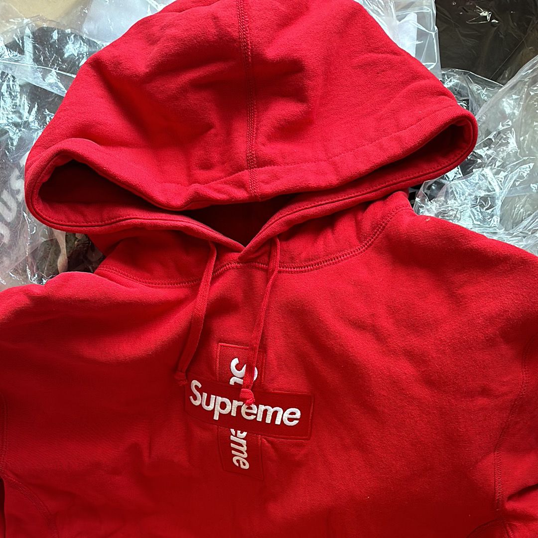 Supreme Cross Box Logo Hooded Sweatshirt "Red"
