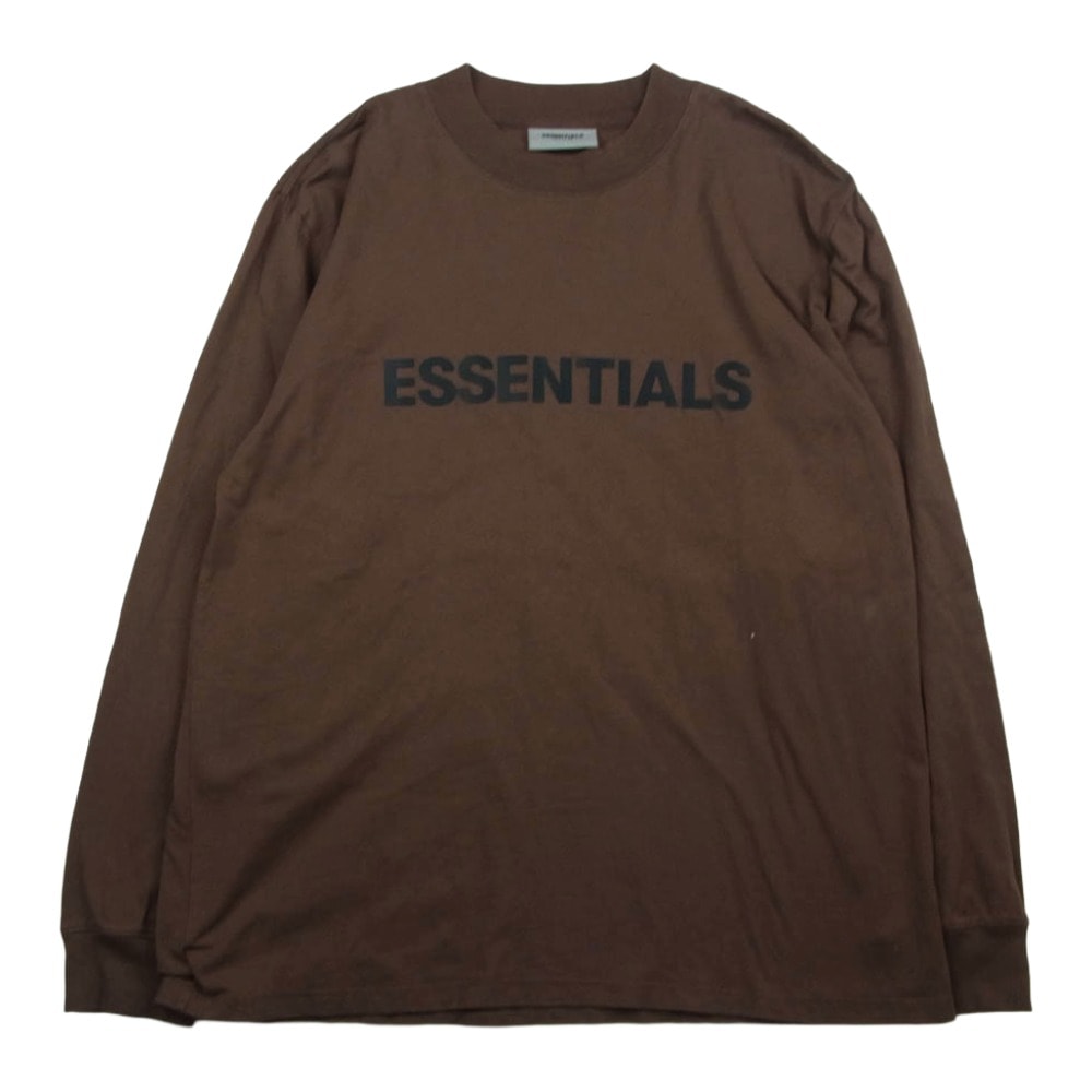 FEAR OF GOD フィアオブゴッド Tシャツ ESSENTIALS エッセンシャルズ ラバーロゴ 長袖Tシャツ ブラウン系 L【中古】