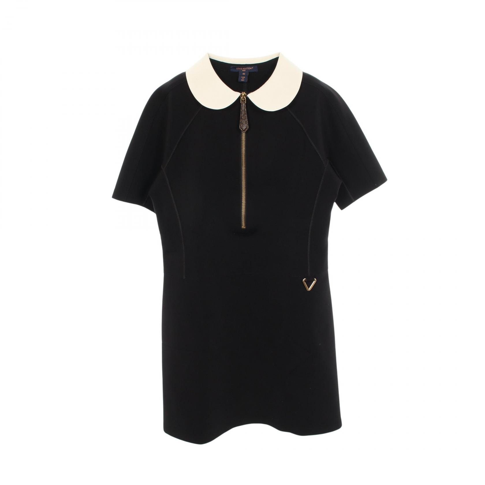 ルイ・ヴィトン LOUIS VUITTON テクニカルジャージー ピーターパンカラードレス ワンピース 衣料品 トップス ナイロン エラスタン レディース ブラック系 RW232W G72 FPDR15 【中古】