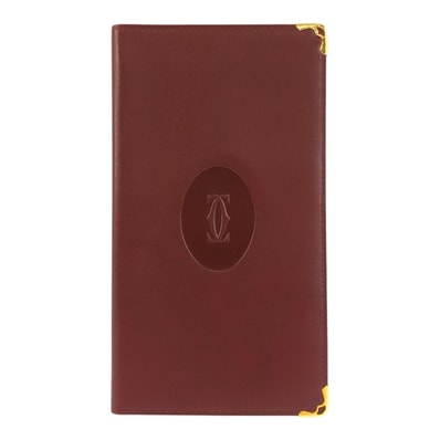 美品 CARTIER カルティエ ヴィンテージ マストライン ボルドー ゴールド金具 レザー 長財布 札入れ 601943 【中古】