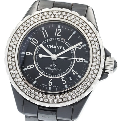 シャネル J12 黒セラミック ダイヤベゼル H0950 メンズ 【中古】