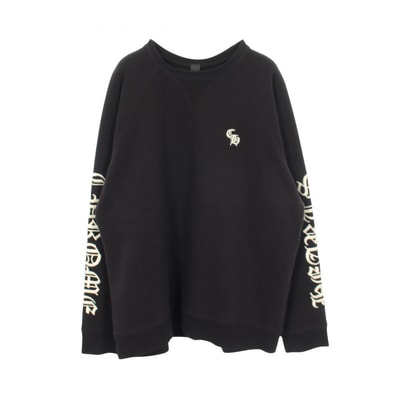 クロムハーツ CHROME HEARTS Y NOT CHロゴ刺繍 クロスパッチ クルーネック スウェット 衣料品 トップス コットン メンズ ブラック系 【中古】