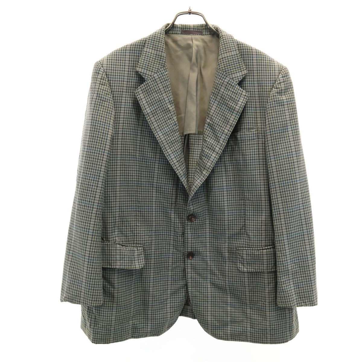 Burberrys バーバリーズ 90s シルクブレンド オールド チェック柄 テーラードジャケット BE5 グレー