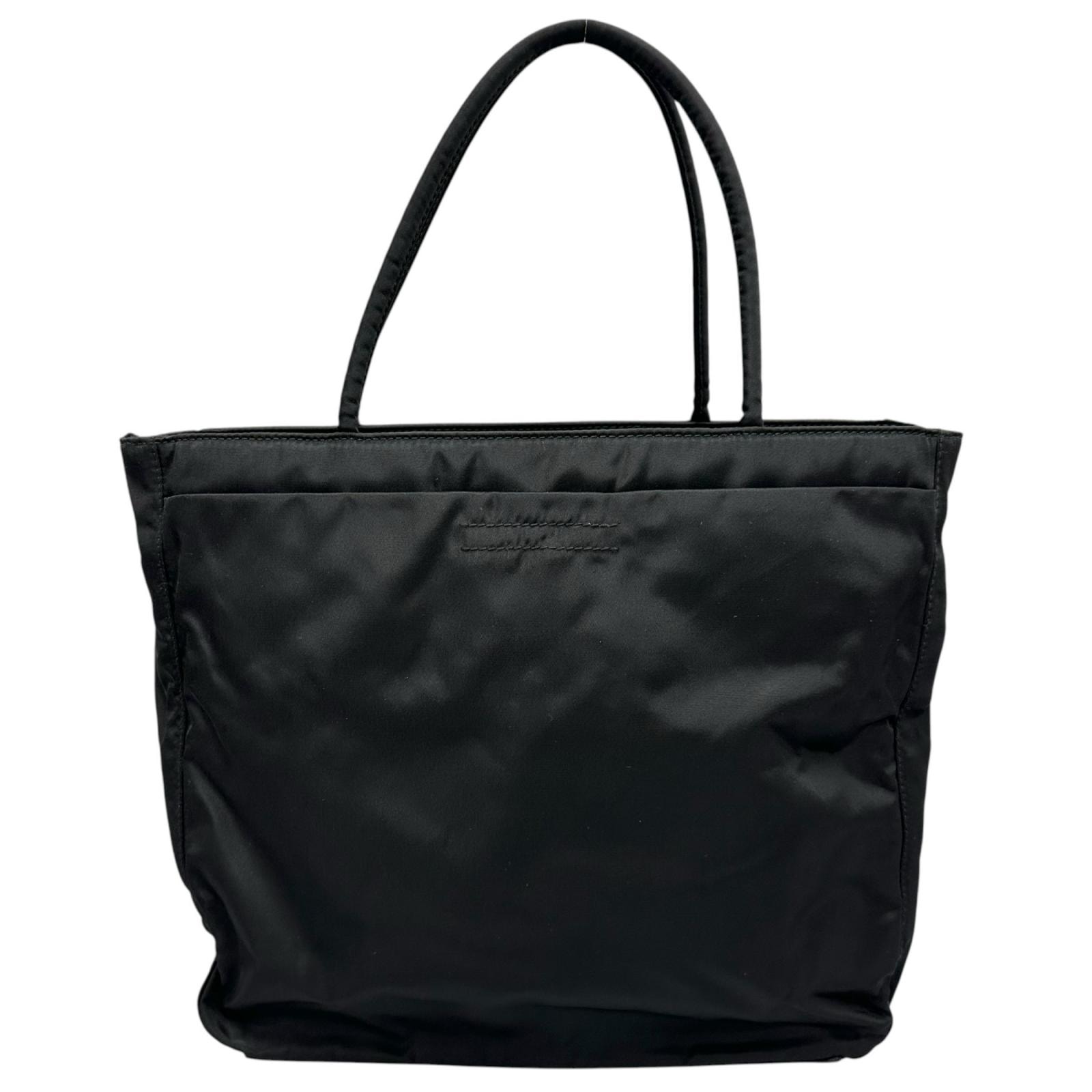 美品 PRADA プラダ 三角ロゴ B8489 トートバッグ ナイロン ブラック レディース【中古】