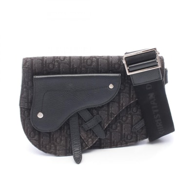 ディオール Dior サドル オブリーク ショルダーバッグ バッグ キャンバス レザー レディース ブラック系 【中古】