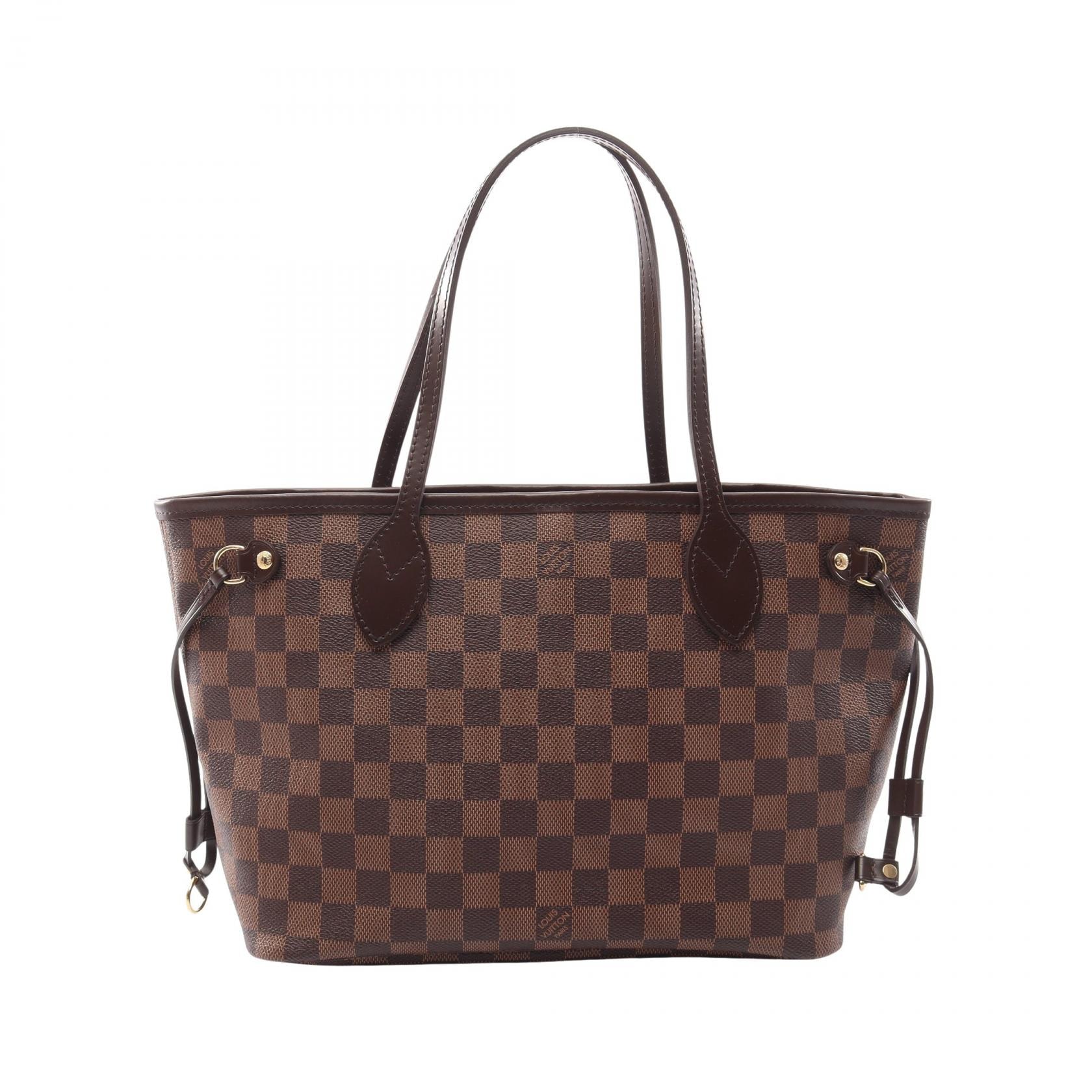 ルイ・ヴィトン LOUIS VUITTON ネヴァーフルPM トートバッグ バッグ PVCコーティングキャンバス レザー ダミエ エベヌ レディース ブラウン系 N51109 【中古】