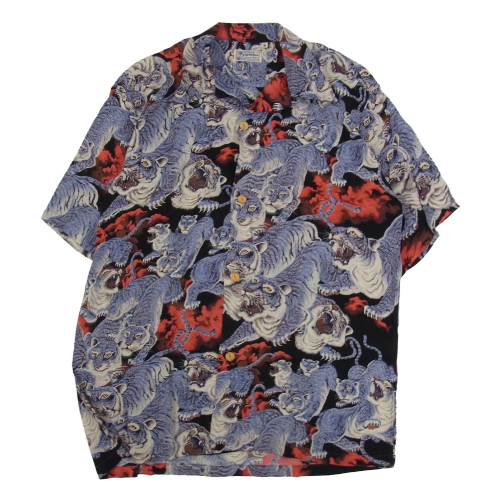 SUN SURF サンサーフ 半袖シャツ SS34663 SPECIAL EDITION THE HUNDRED TIGER スペシャルエディション 地獄の百虎 レーヨン アロハシャツ ブラック系 M【中古】