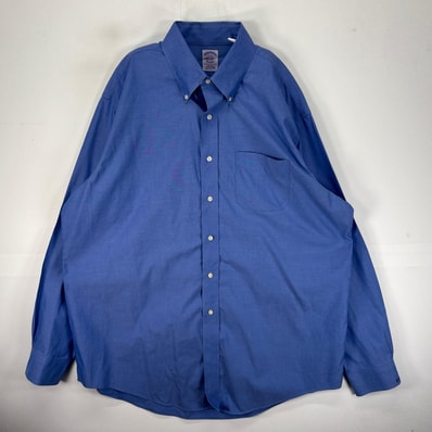 古着 ブルックスブラザーズ Brooks Brothers 長袖シャツ 1818 胸ポケ BD L ブルー系 無地 メンズ