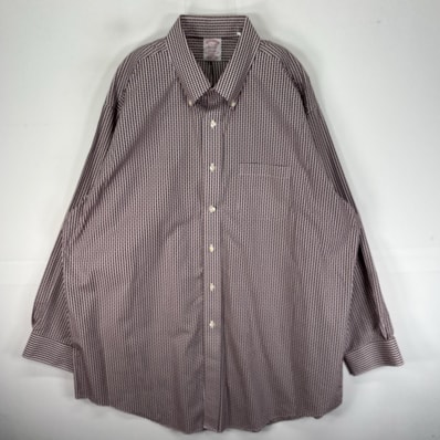 古着 ブルックスブラザーズ Brooks Brothers 長袖シャツ ボタンダウン 胸ポケット XL レッド系 チェック メンズ
