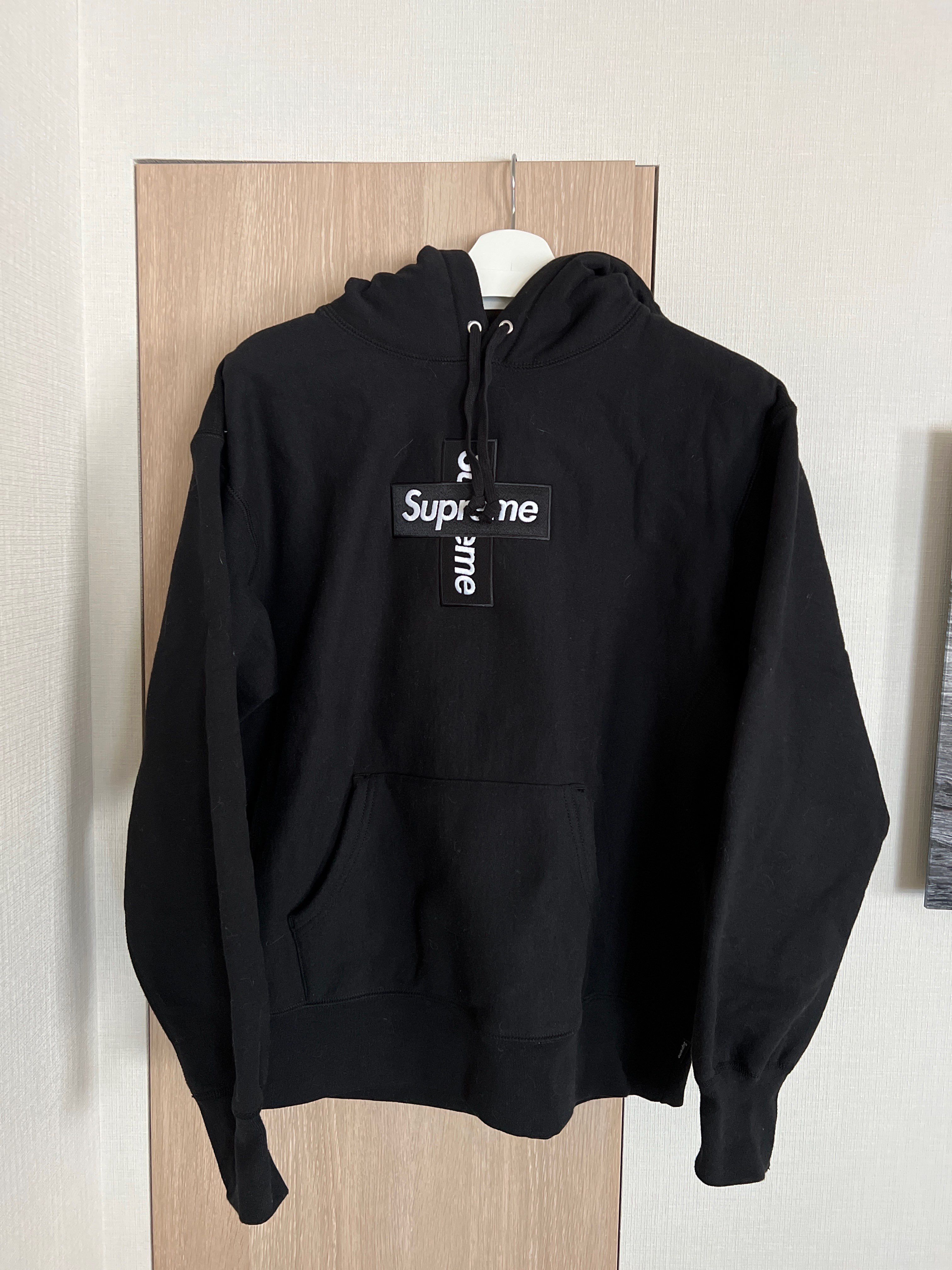 Supreme Cross Box Logo Hooded Sweatshirt "Black"