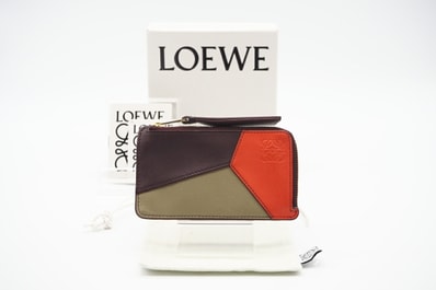 LOEWE ロエベ クラシックカーフ パズル コインカードホルダー C510Z40X16 コインケース オレンジ ボルドー カーフレザー レディース