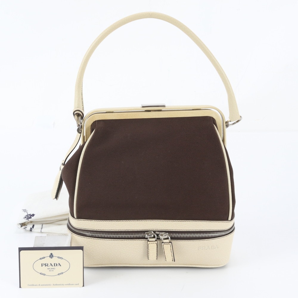 ■美品 プラダB11174 ショルダーバッグ レザー×キャンバス