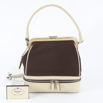 ■美品 プラダB11174 ショルダーバッグ レザー×キャンバス