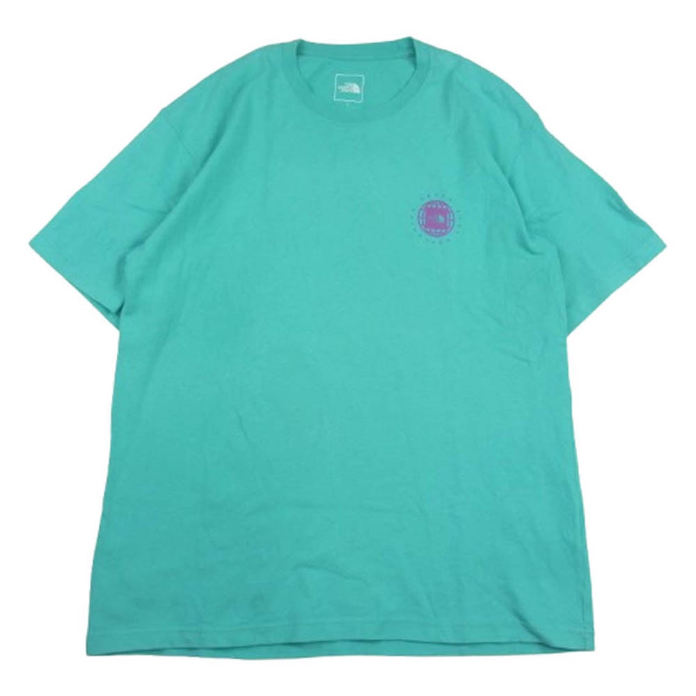 THE NORTH FACE ノースフェイス Tシャツ NT32451 S/S GEO SQUARE LOGO TEE ジオ スクエア ロゴ ヘビーコットン Tシャツ ブルー ブルー系 L【中古】