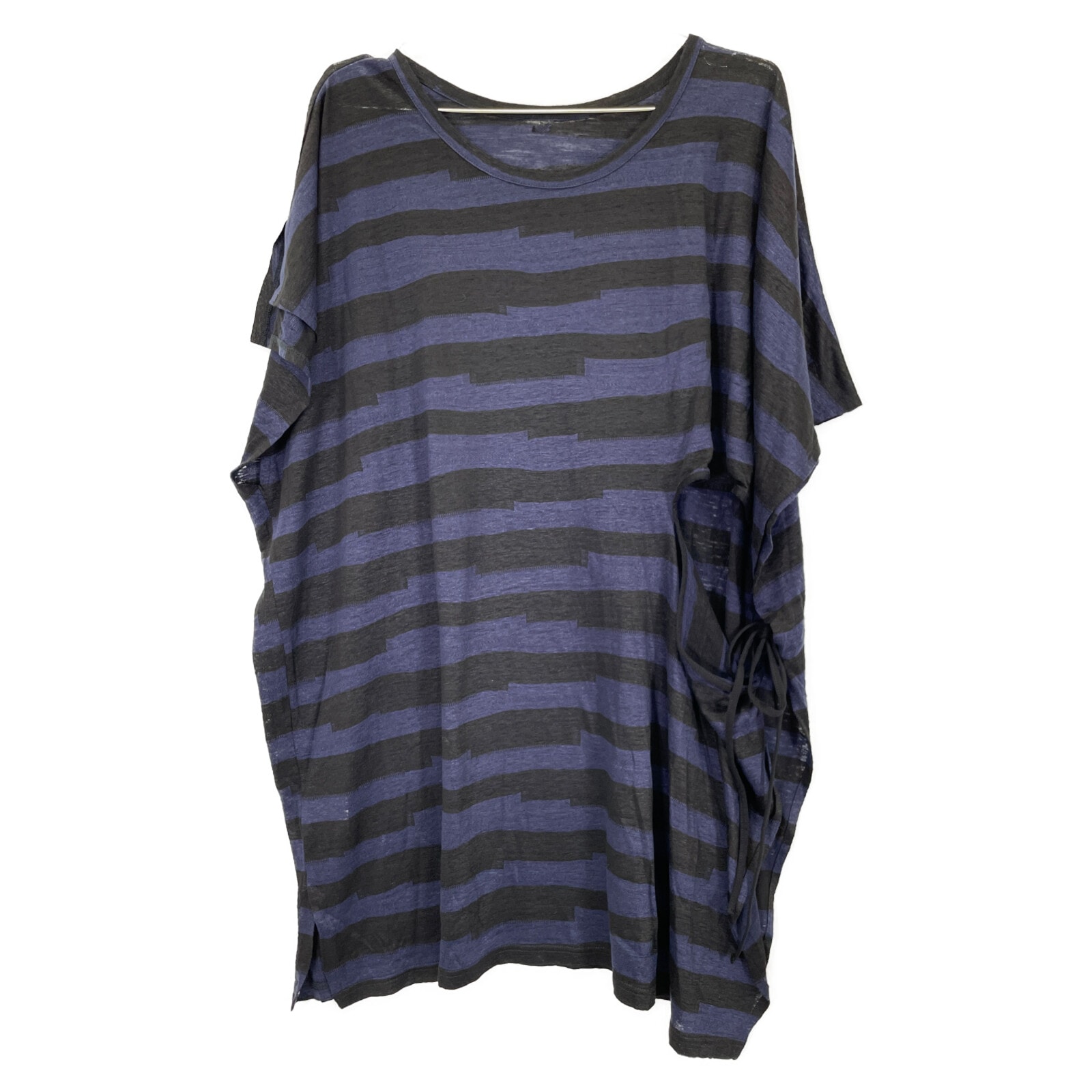 ワイズ 23SS ネイビー×ブラック リネン オーバーカットソー 2