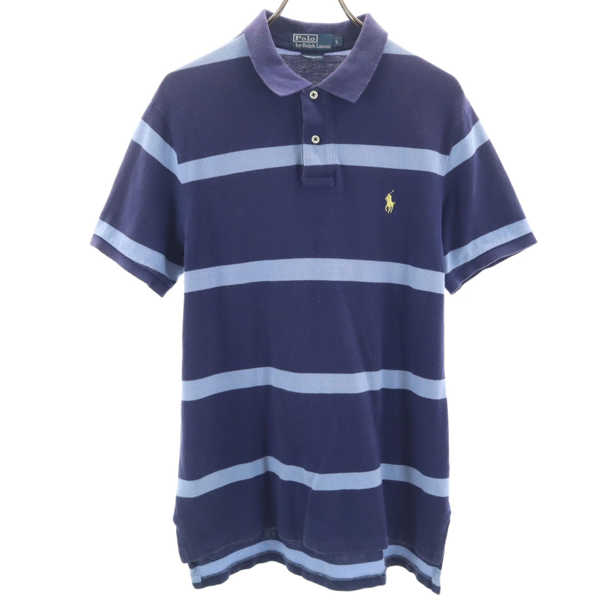 Polo by Ralph Lauren ポロバイラルフローレン ボーダー柄 半袖 ポロシャツ L ネイビー 鹿の子
