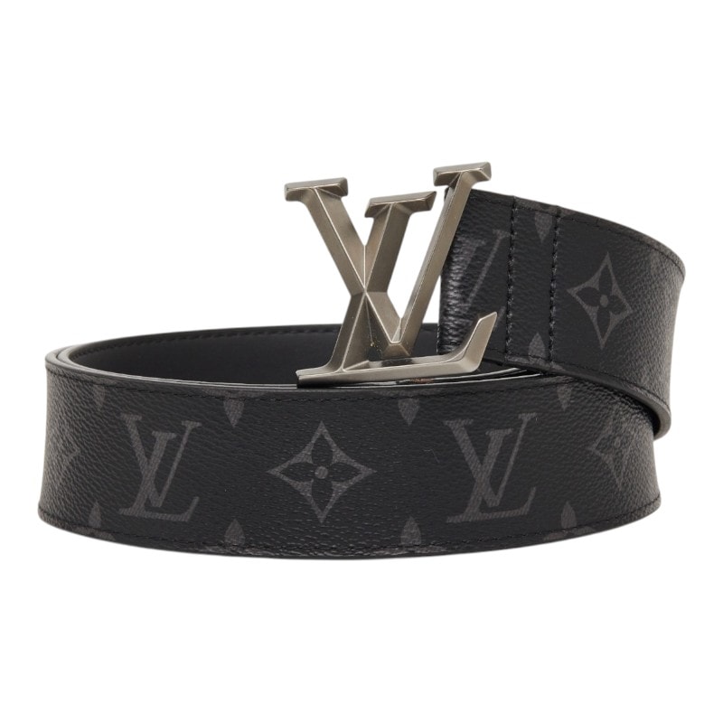 LOUIS VUITTON ルイヴィトン LVピラミッド ロゴバックル サンチュール ベルト ブラック N1010 ※イニシャル入り Louis Vuitton ルイヴィトン レザーベルト LV ピラミッドバックル