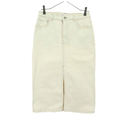 美品 ZARA ザラ コットン ミディ丈 デニム タイトスカート S オフホワイト系