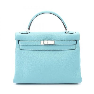 エルメス HERMES ケリー32 ハンドバッグ バッグ レザー トリヨンクレマンス トリヨンクレマンス ブルーアトール T刻印(2015年製造) レディース ブルー系 【中古】