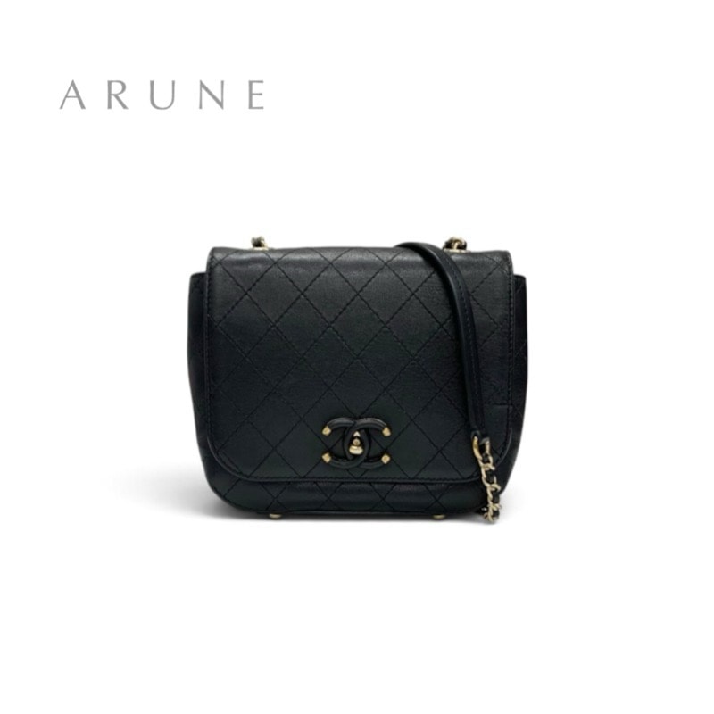 シャネル CHANEL バッグ ショルダーバッグ ブラック ゴールド マトラッセ ターンロック ココマーク チェーン