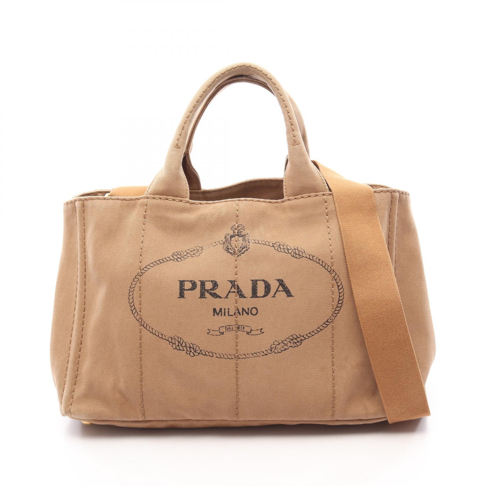 プラダ PRADA CANAPA カナパ 2WAY トートバッグ バッグ キャンバス レディース ブラウン系 BN2642 【中古】