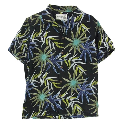 WACKO MARIA ワコマリア 16SS PRINTED FLOWER S/S HAWAIAN SHIRTS フラワー柄 ハワイアン オープンカラーシャツ 開襟 半袖シャツ ブラック系 S【中古】