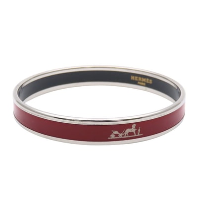 【中古】 エルメス ブレスレット エマイユPM エナメル メタル ボルドー シルバー金具 七宝焼き アクセサリー レディース 女性 HERMES