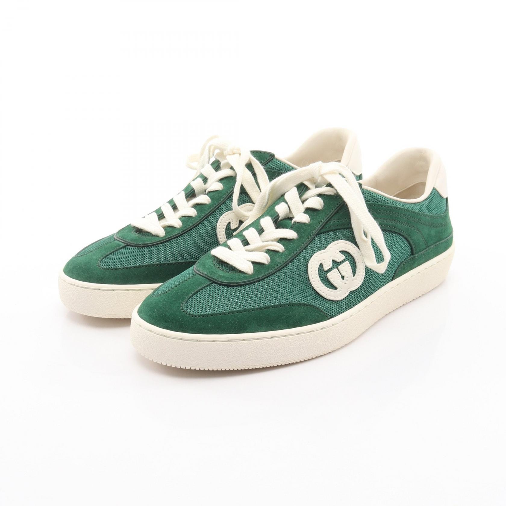 グッチ GUCCI G75 スニーカー 靴 スウェード ファブリック メンズ グリーン系 791742 【中古】