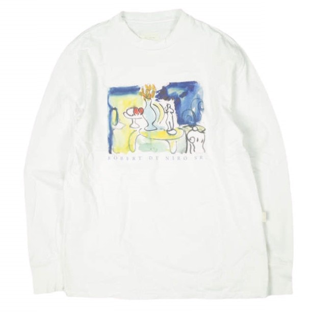 Aime Leon Dore エメ レオン ドレ カナダ製 ROBERT DE NIRO SR. ロングスリーブTシャツ XS WHITE 長袖 ロバートデニーロシニア アートプリント トップス g26730